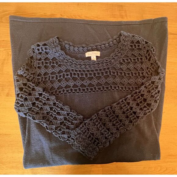 Lilly Pulitzer Kariana Sweater Shift Dress Med Navy Blue Merino Wool Crocheted - Picture 9 of 9